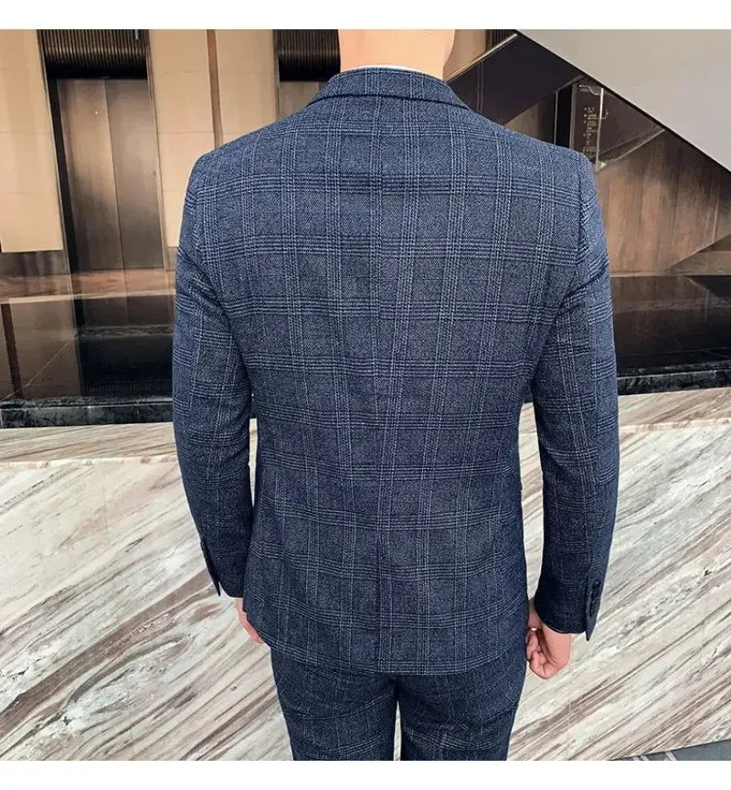 Men's Hemp Linen Suit (Blazer + Pants) – Smart Casual British Style for Business, Wedding & Everyday Wear