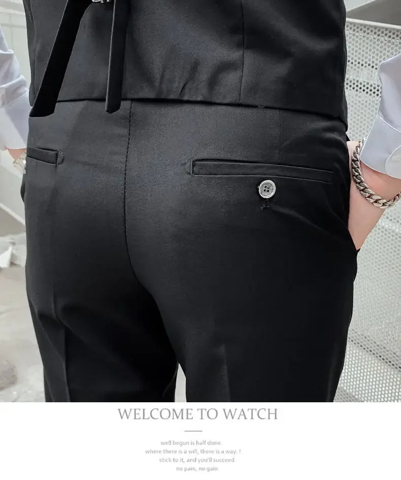 Men's 3-Piece Suit Slim Fit Blazer Vest Pants Set Business Formal Wedding