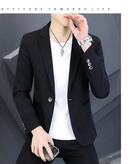 Blazer Men's Fashion Outdoor Travel Gentleman Wedding Slimming Business Versatile Trendy Casual Korean-style Formal Wear Blazer