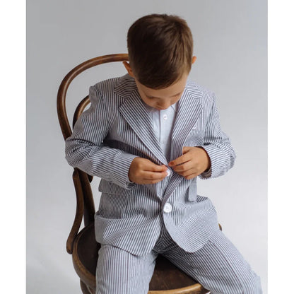 Striped Boy Suits Formal Notch Lapel Slim Pinstripe Outfits Children Customized Casual Daily Fashion Kids Clothes 2 Piece