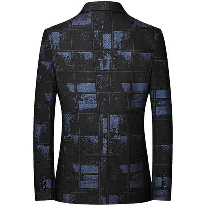 New Men's Blazer 4XL Outerwear Fashion Printing Slim Business Casual Suit Jacket For Men Clothing Wedding Coat A2F106