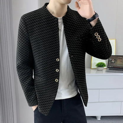 Blazer Fashionable Outdoor Travel Trend Gentleman Youthful Wedding Versatile Host Casual Korean Style Checkered Men's Blazer