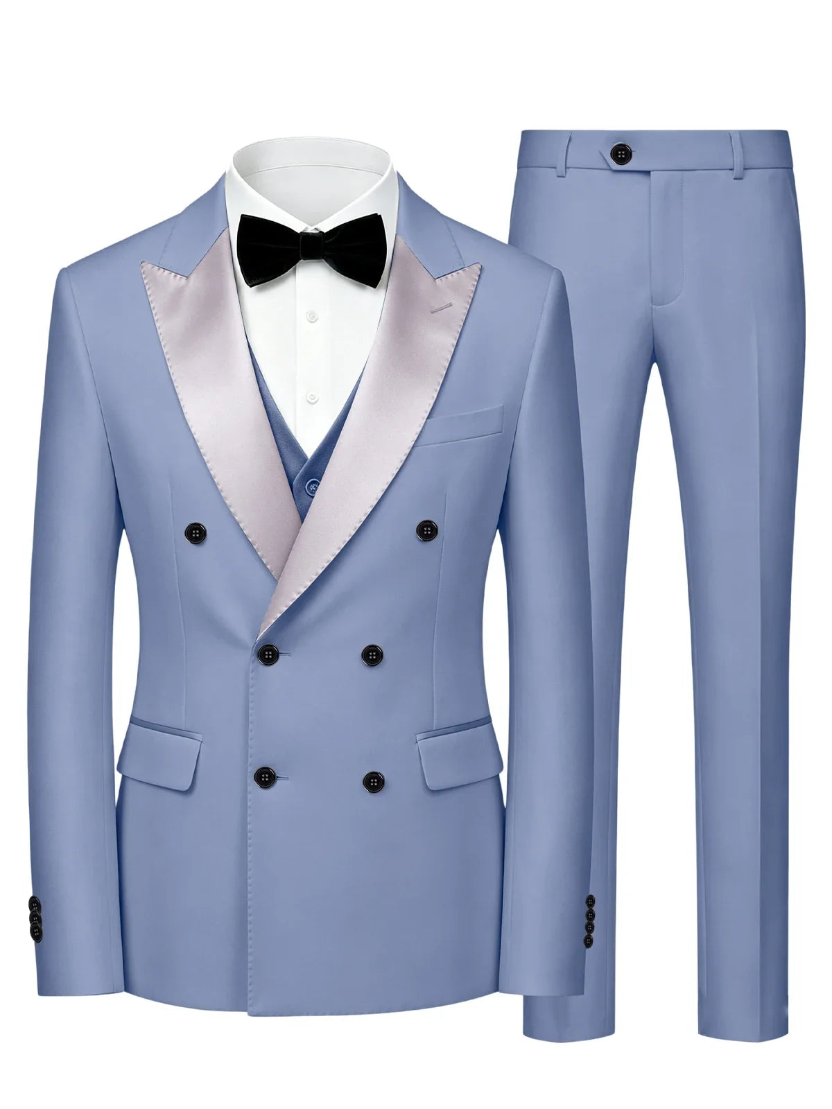 Men's Double Breasted 3 Piece Suit – Slim Fit Tuxedo Set for Weddings & Formal Events