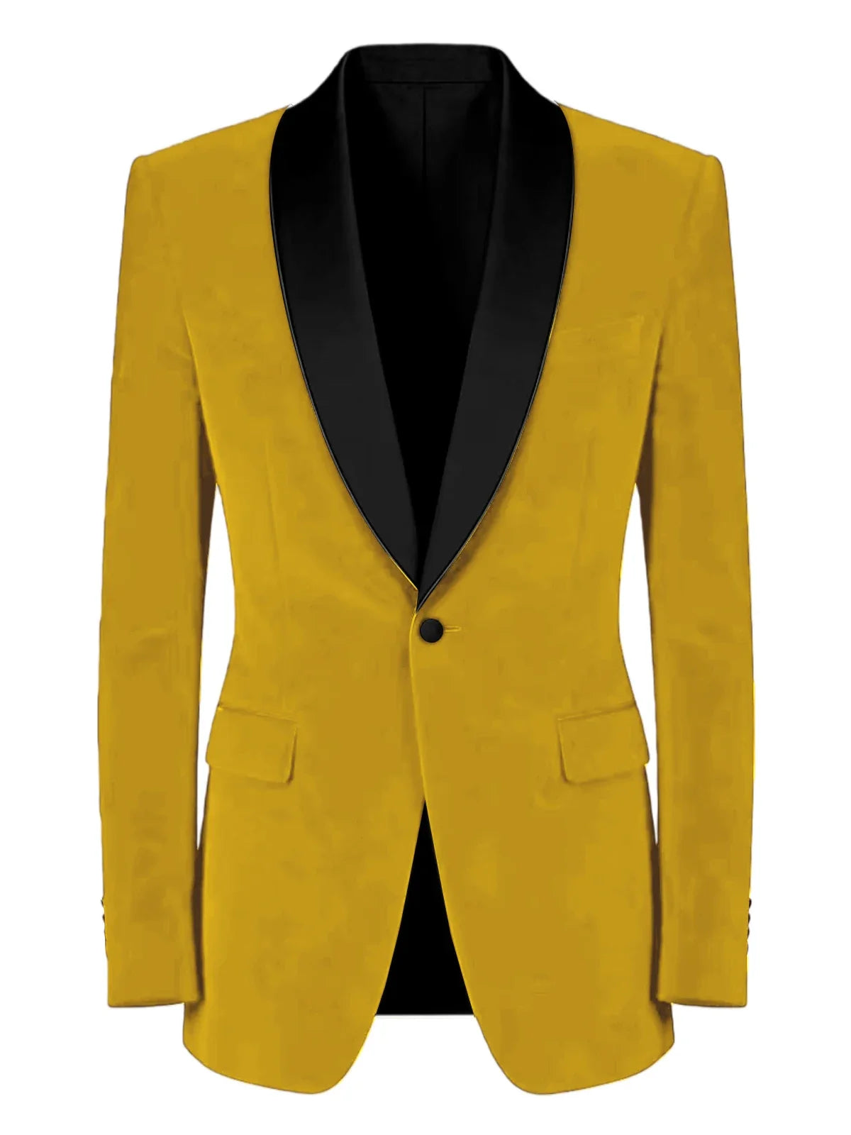 Men's Velvet Tuxedo Blazer Black Trim Shawl Lapel Slim Fit 1-Button Flap Pockets Suit Jacket Formal Wedding Party Sport Coats