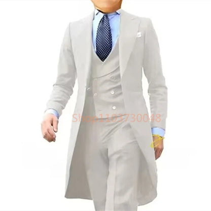 Costume queue de pie pour homme, costume de cérémonie, veste à revers pointus, gilet et pantalon pour fête, mariage, danse, performance de magie.