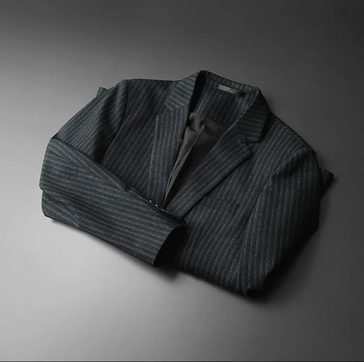 2026 Striped Casual Business Suit Jacket for Men High Quality Slim Fit Office Social Blazers Wedding Host Formal Coats M-4XL