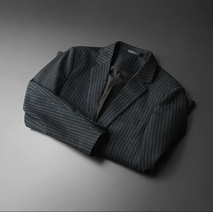2026 Striped Casual Business Suit Jacket for Men High Quality Slim Fit Office Social Blazers Wedding Host Formal Coats M-4XL