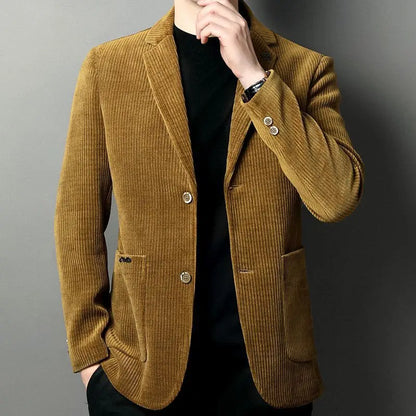 Men's High-Quality Corduroy Coat Autumn Winter Thick Velvet Casual Suit Jacket Handsome Ruffian Business Top Trend
