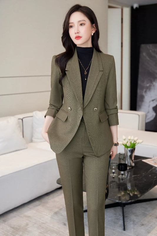 Professional Long-Sleeved Trouser Suits for Women, Fashionable Trousers, High Quality, Show, Elegant, New, Autumn and Winter