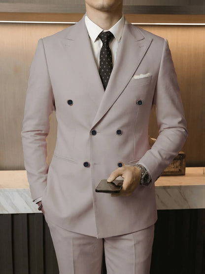 Costume Homme Slim Fit 2 Pièces Croisé, Ensemble Blazer & Pantalon pour Affaires, Mariage, Bal, Tuxedo