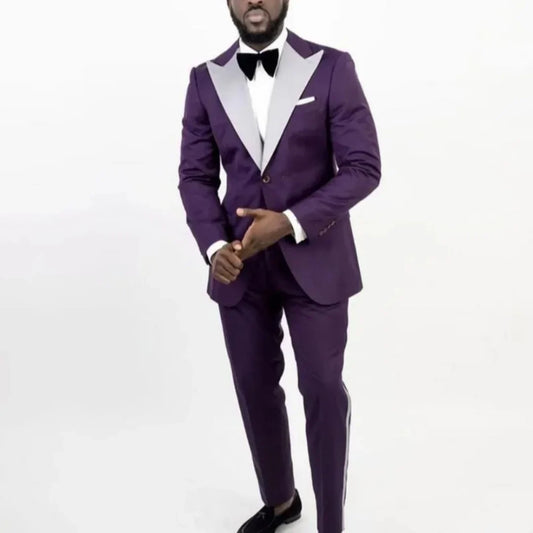 Men's Suits 2023 Arrival Purple Men Slim Fit Single-Breasted 2 Pieces Spring Summer Wedding West Coat Man Groom Formal