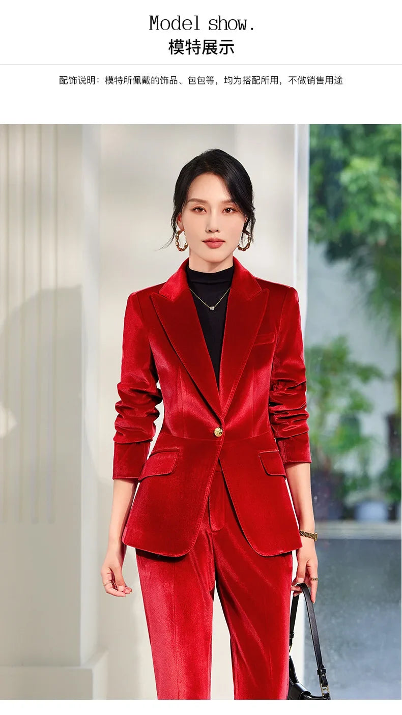 High-end Velvet Suit for Women2024Autumn Winter New High-end Professional Fashionable Elegant Capable Suit
