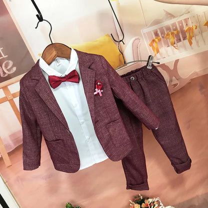 Flower Boys Formal Wedding Suit Kids Birthday Photography Dress Children Prom Elegant Suit Child Piano Evening Tuxedo Costume