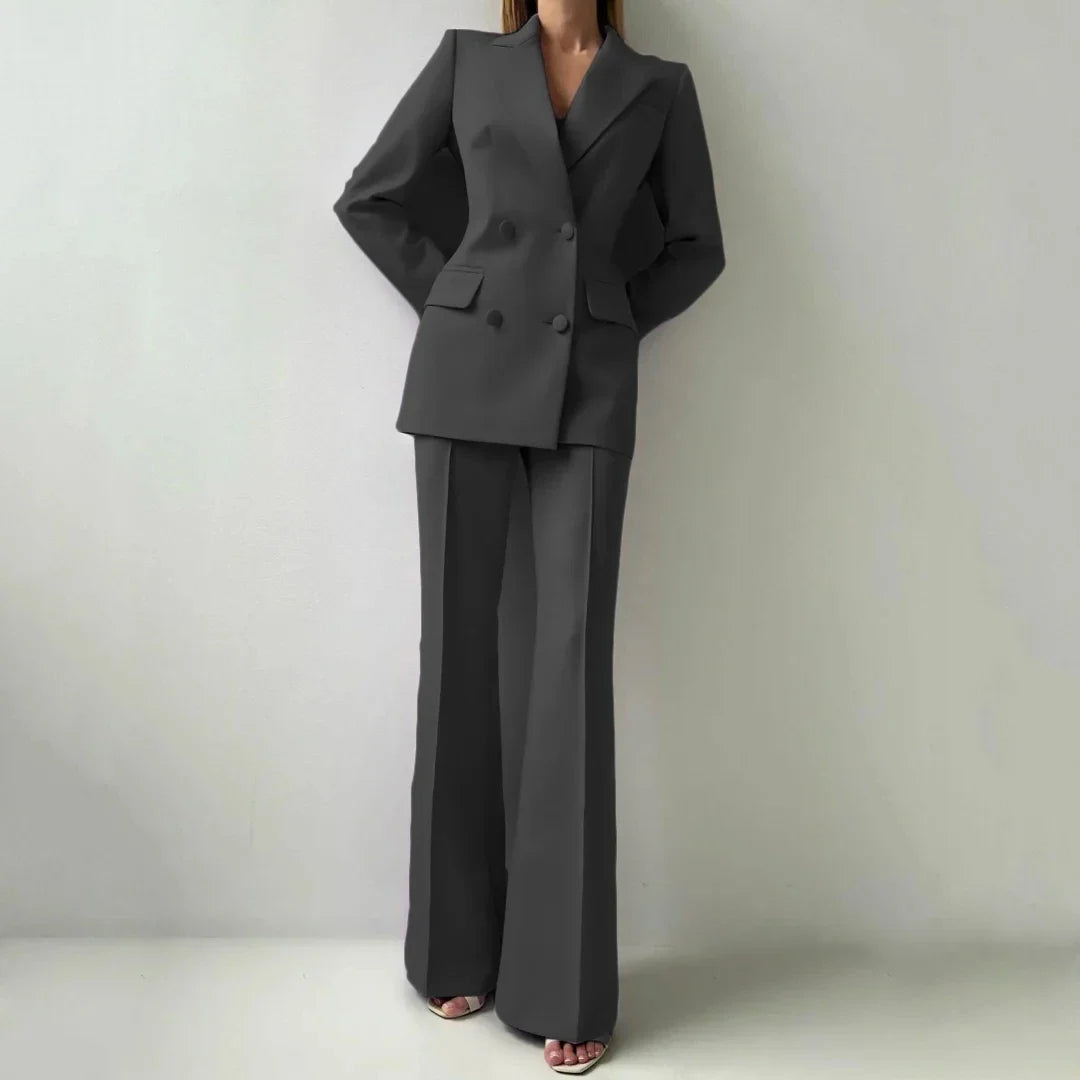 Women Suit 2 Pieces Rose Pink Double Button Solid For Wedding Banquet Party Business Commute Casual Daily Blazer And Pants