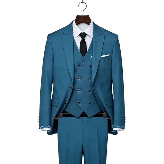 High Quality Men Wedding Suits Fashion Male Business Social Dance Party Dress Peak Lapel Blazers Pants with Vest for Party Prom