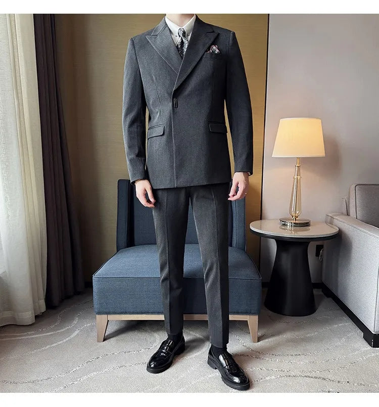 Men's 3-Piece Slim Fit Suit Set – Jacket, Vest & Pants for Wedding, Prom & Business