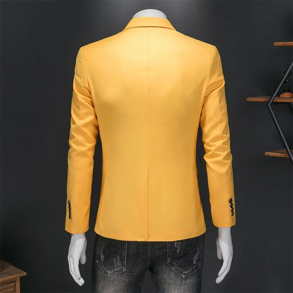 15 Color Fashion Mens Suit Jacket High Quality Slim Fit Solid Color Casual Business Mens Blazers Formal Office Wedding Suit Tops
