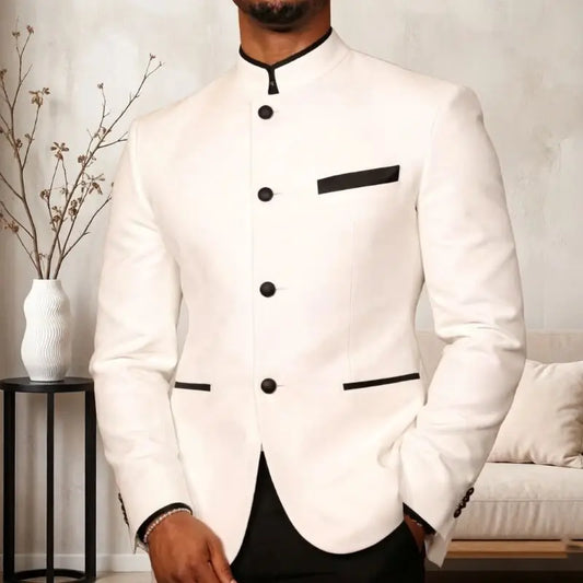 Jacket Slim Fit 1 Piece Single Breasted Formal Tuxedo Mandarin Stand Collar Round Buttons Wedding Corporate Awards Wear