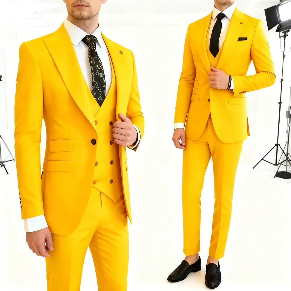 Men's Slim Fit Suit Set One Button Peak Lapel Jacket and Trouser for Weddings and Formal Events