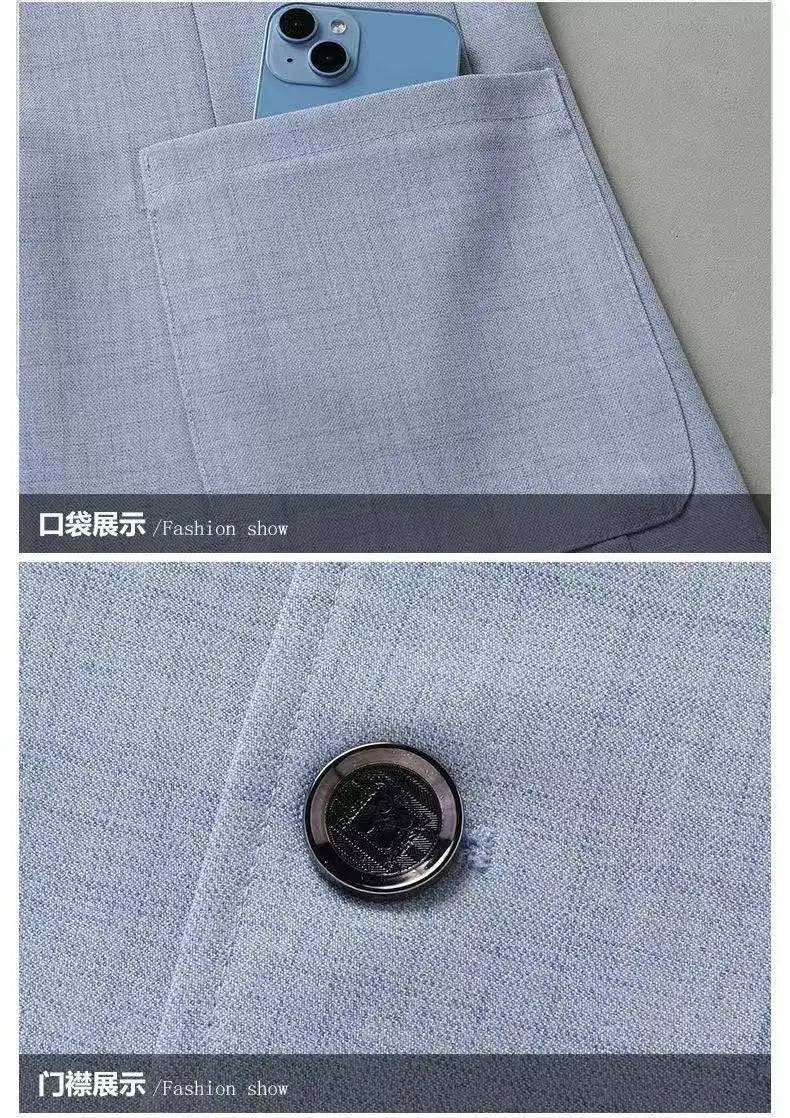 30% Linen Blazer - Men's Fashionally Fit Business Formal Wedding Gentleman English Style Breathable Versatile Casual Blazer