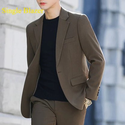 Blazer: Outdoor Men Fashion Gentleman Stylish and Versatile Trendy Casual Best for Best Man Formal Workwear Professional Blazer