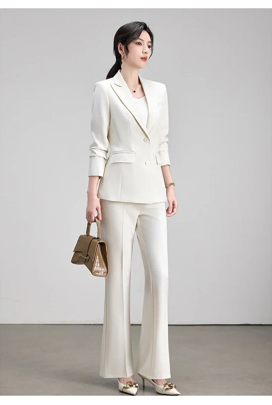 Ladies Office Formal Trousers Suit for Women Autumn Elegant Long Sleeve Blazer and Pants Twe Pieces Matching Sets Outfits