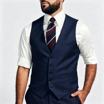 Men's Formal Vest – Single Breasted V-Neck Suit Waistcoat for Weddings & Business