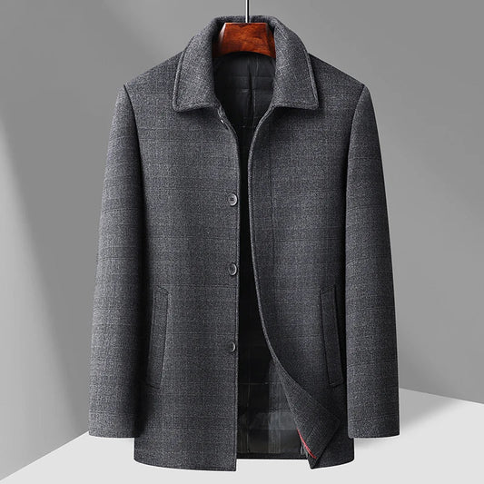 2026 Outdoor Fashion Gentleman's Versatile Trend, Middle-aged and Elderly Business Casual Men's Down Inner Liner Woolen Coat