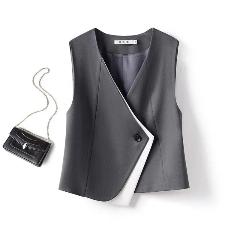 Old money style irregular suit vest women's vest 2025 spring and autumn new layered commuting professional capable shoulders