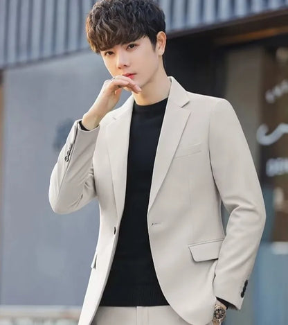 2026 Men's Korean Style Loose Retro Casual Blazer Spring Autumn Versatile Trendy Suit Jacket