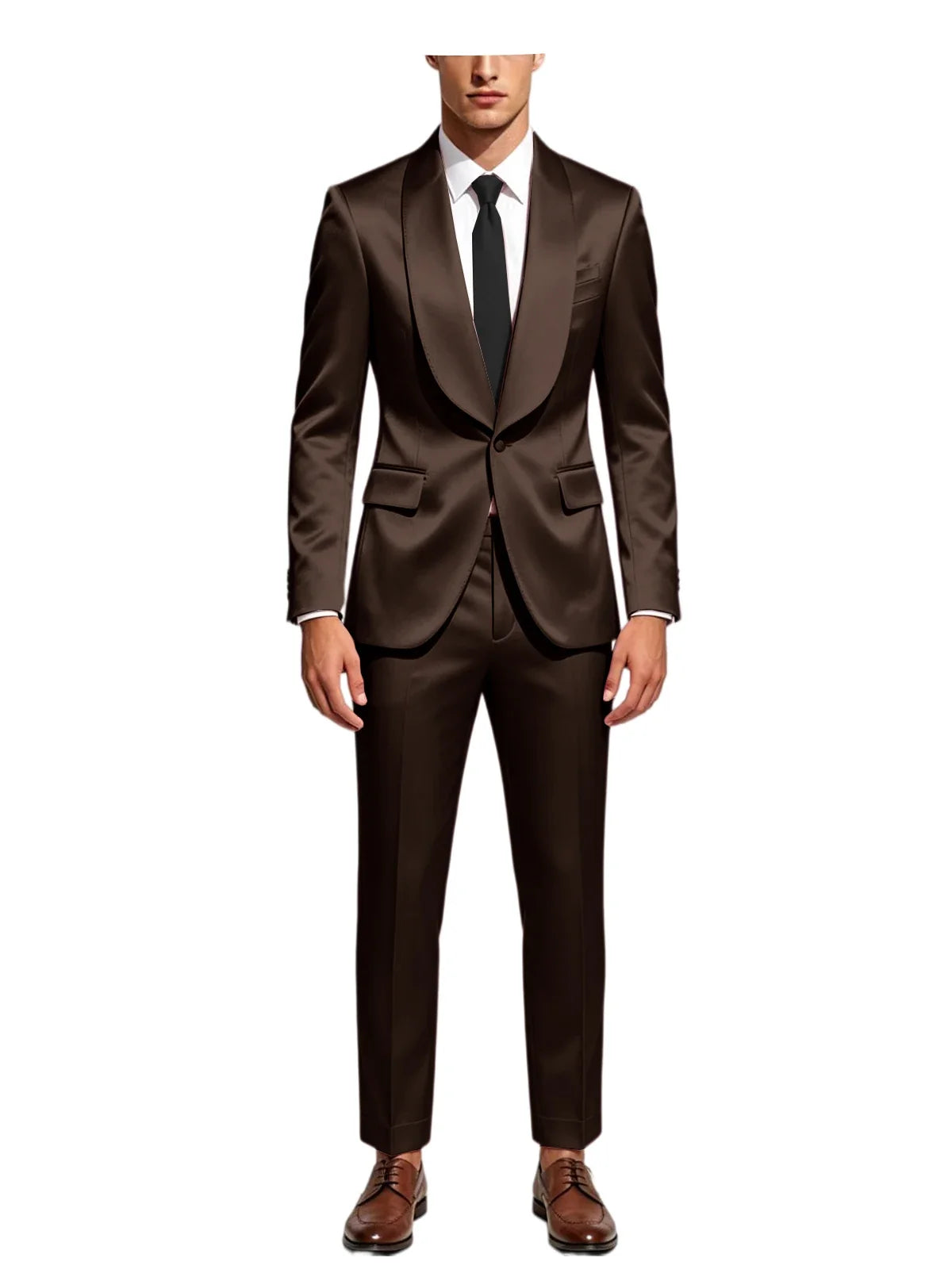 Men's Satin Suit 2-Piece Slim Fit Shawl Lapel Tuxedo for Wedding & Formal Events