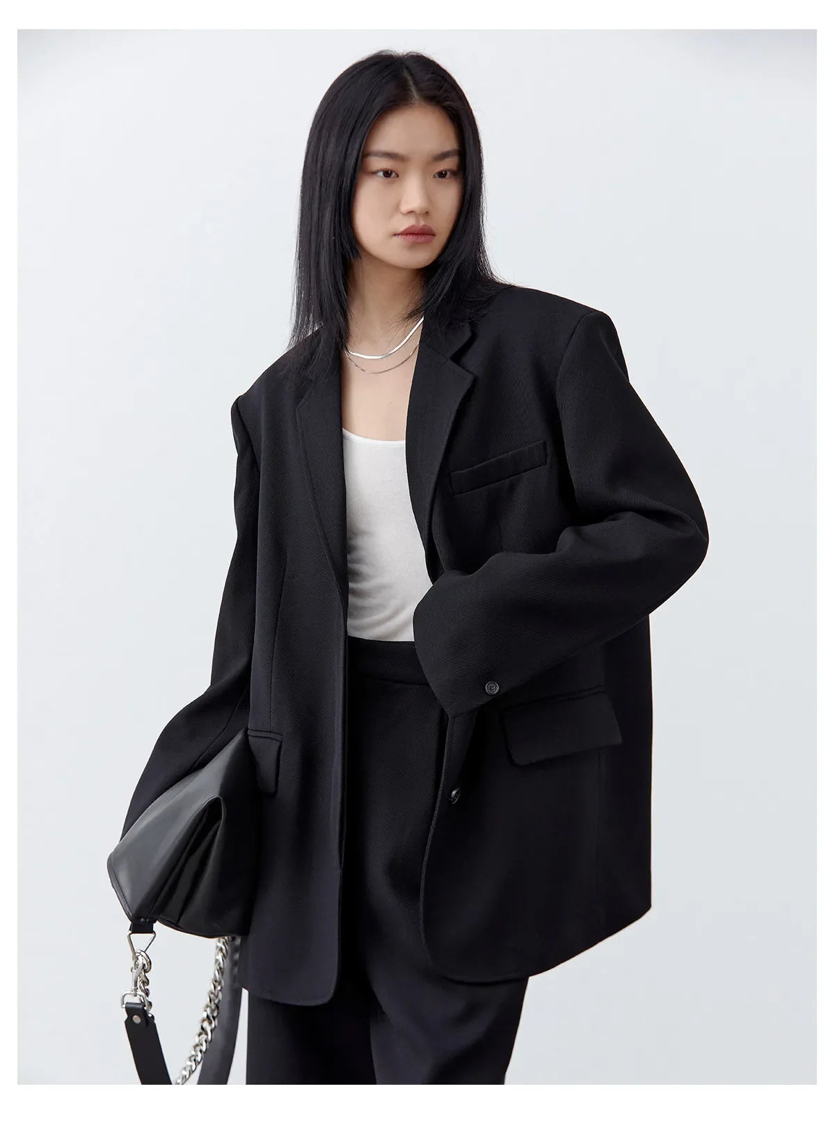 Fashion Women Woolen Blazers Solid Loose Casual Single-breasted Twill Suit Coat Office Ladies Jacket Spring Summer 2026