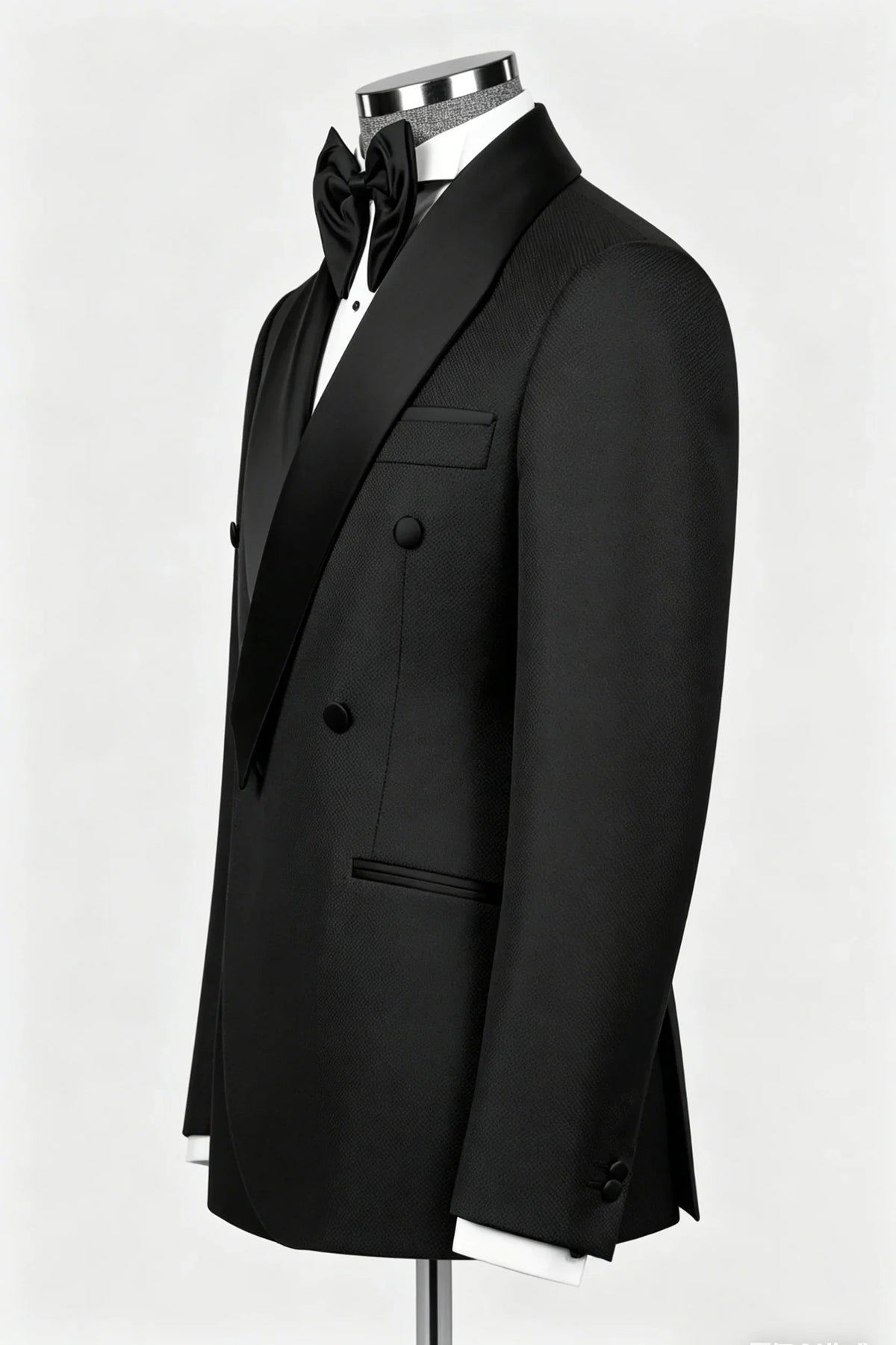 Leisure Men's Suit 2 Pieces Blazer Pants Bow Collar Solid Color Slim Fit Wedding Tuxedos Work Business Formal Customized