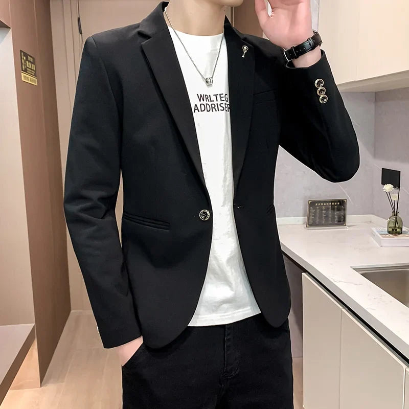 Blazer Outdoor Men's Velvet Fashion Business Korean-style Travel Wedding Solid Color Slimming Casual High Formal Wear Blazer