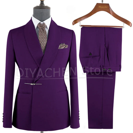 Costume Homme 2 Pièces Coupe Slim Formel Affaires Marié Tuxedo pour Mariage Fête Bal de Promo - Ensemble Veste Pantalon