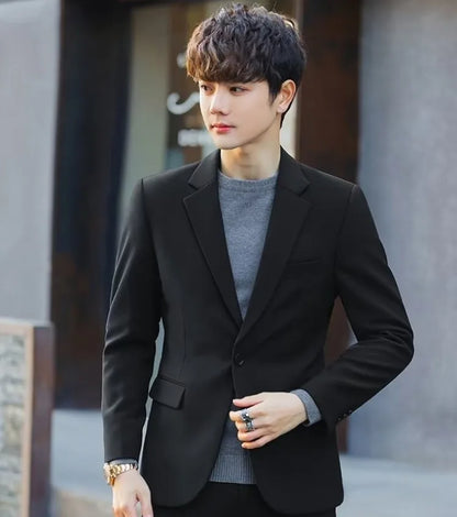 2026 Men's Korean Style Loose Retro Casual Blazer Spring Autumn Versatile Trendy Suit Jacket