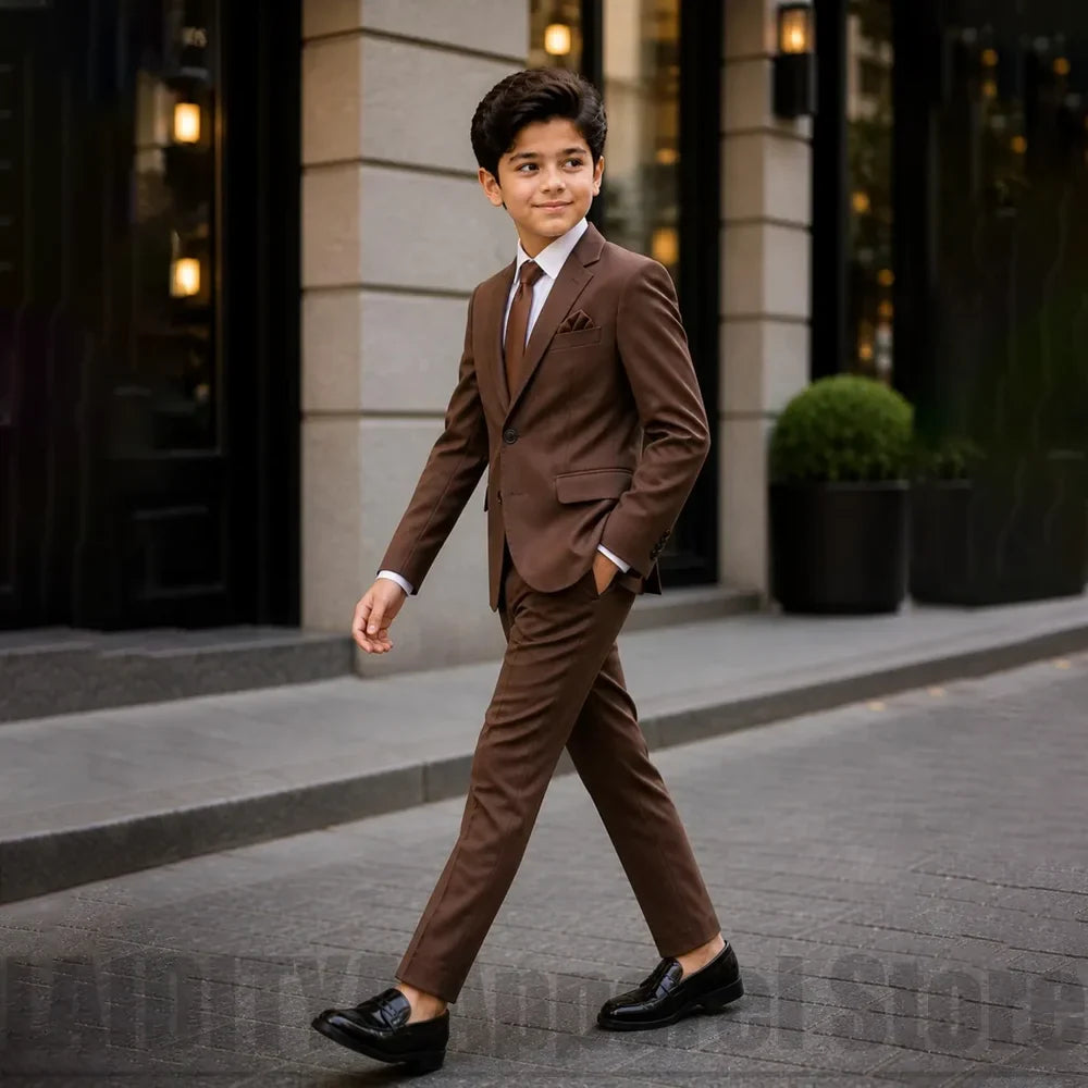 Chic Boys Single Breasted Suit Fashion Blazer Pants Formal Outfit Wedding Birthday Graduation Party Photoshoot Tuxedo 2 Piece