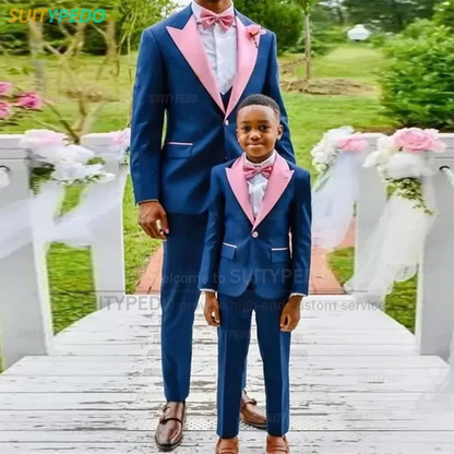 Stylish Peaked Lapel Boy's Suit Set School Activity Host Costume Graduation Ceremony Wholesale Children Blazer Pants 2 Pieces