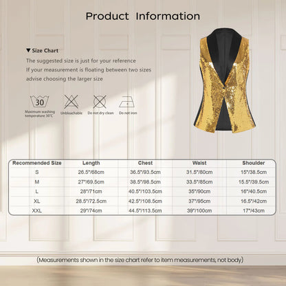 Womens Sequins Vest Fshion Sleeveless Jacket Bling Waistcoats Tops Rave Music Festival Party Nightclub Sparkly Disco Cosutme