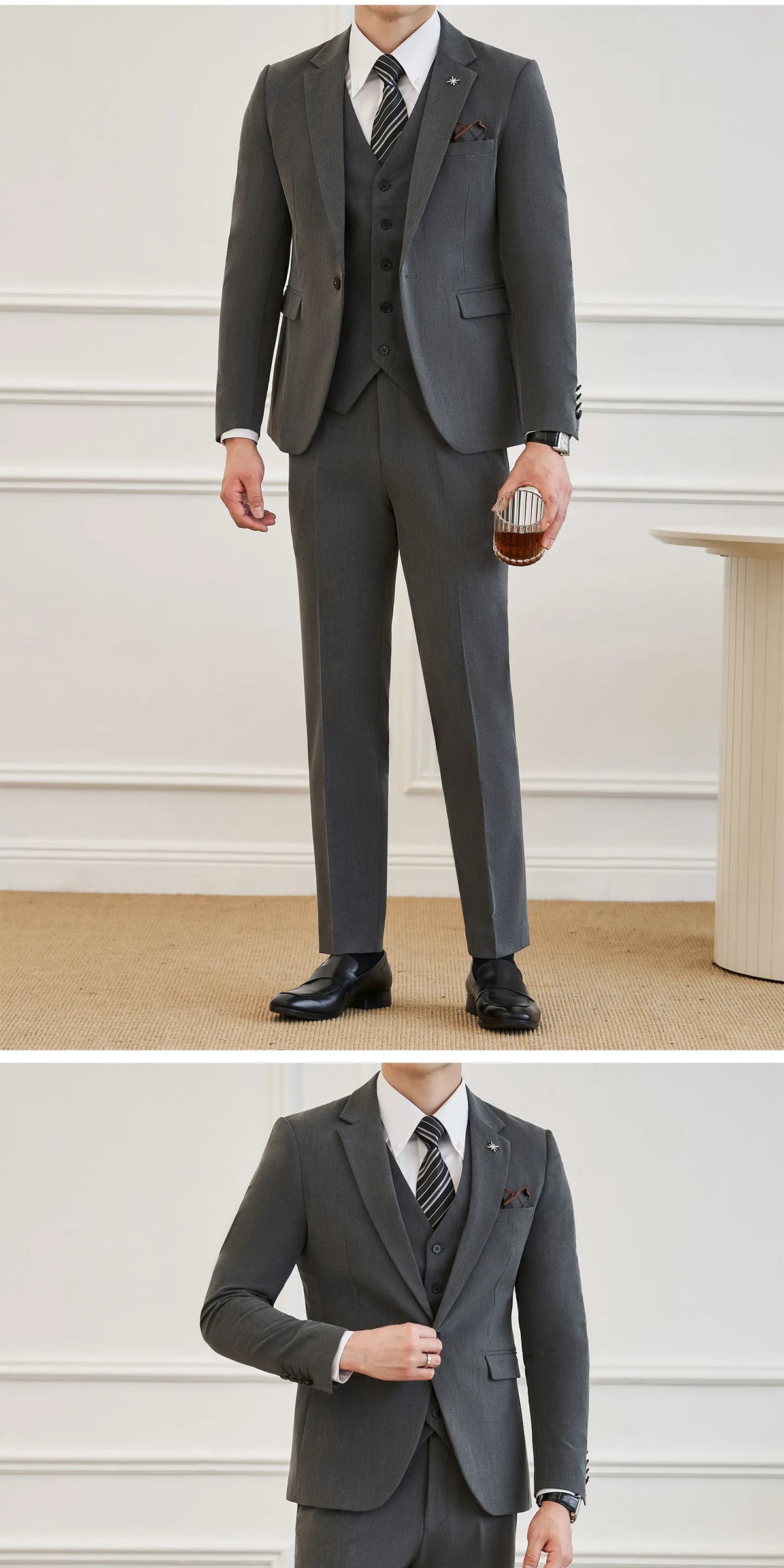 High Quality Elegant Single-Breasted Men Suit Fashion ltalian Style Slim High-end Business Groom Wedding Party Tuxedo 3/2 Pieces