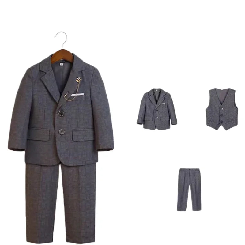 1-14Years Boys Elegant Blue Formal Suit Set Kids Wedding Birthday Party Dress Children's Speech Host Piano Performance Costume