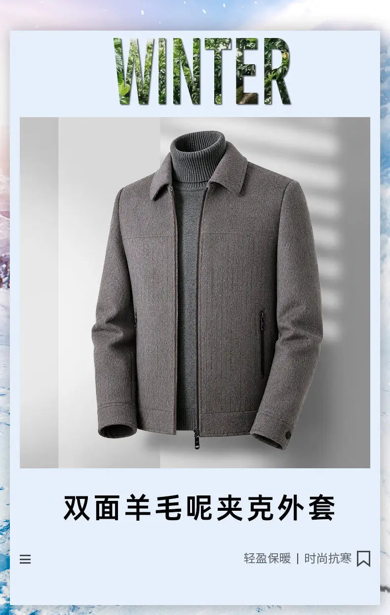 Men's Double-Faced Woolen Zipper Jacket Autumn Winter 50% Wool Removable Inner Vest Mid-Youth Fashionable Woolen Top