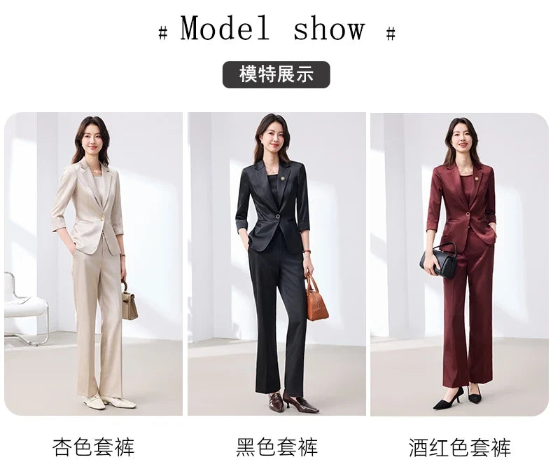 2026 Fashionable Women's Suit Set Slim Elegant Stylish Spring Summer New Arrival Pants Plus Tailored Suit Ensemble