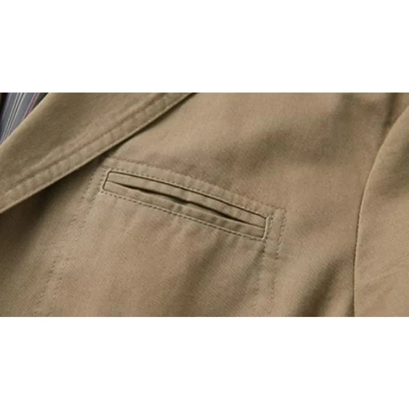 Blazer Man Retro Turn Down Collar Single-breasted Men Suit Coat Loose Pocket Long Sleeve Versatile Male Casual Outerwear
