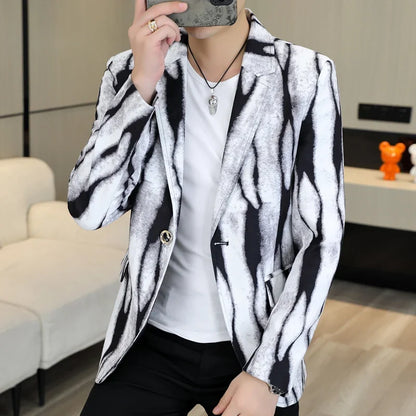 Blazer Fashionable Outdoor Travel Trend Slim-fit Gentleman's Youthful Wedding Versatile Host Casual Korean Style Men's Blazer