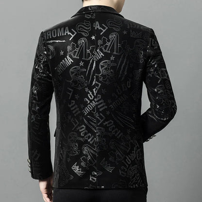 Men's Sheepskin Leather Blazer – Smart Casual Winter Jacket Black