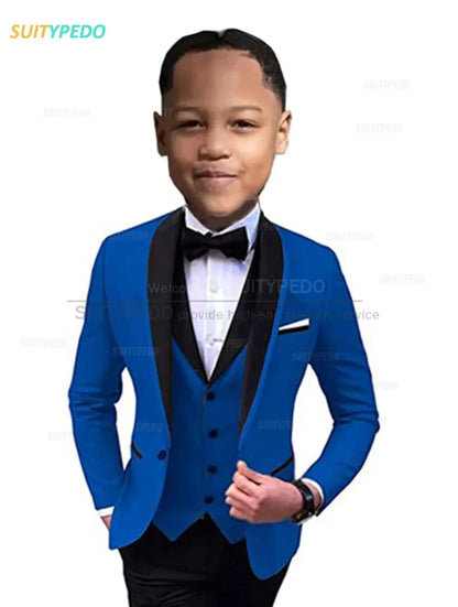 Elegant Lavender Boy's Suit Set Evening Party Classic Children's Clothing Kids Baptism Formal 3 Pieces Custome Blazer Vest Pants
