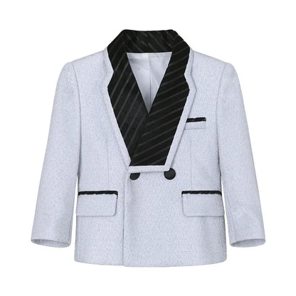Spring Autumn Kids Blazer Vest Pants Bowtie 4Pieces Outfit Boy Birthday Party Wedding Host Piano Performance Costume