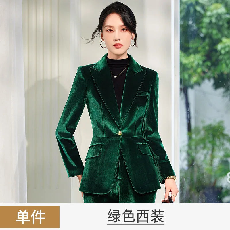 High-end Velvet Suit for Women2024Autumn Winter New High-end Professional Fashionable Elegant Capable Suit