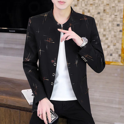 Blazer Fashionable Outdoor Travel Youthful Wedding Versatile Host for Campus Slim-fit Casual Lightweight Stripes Men's Blazer